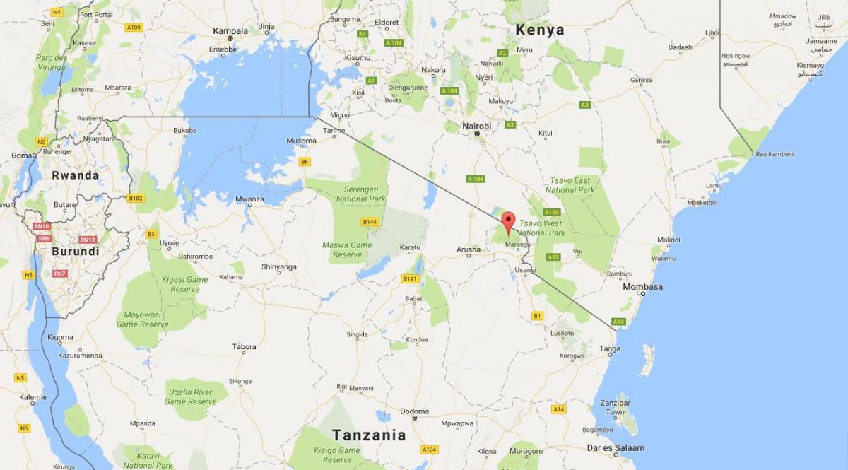 坦桑尼亚在世界地图上的位置