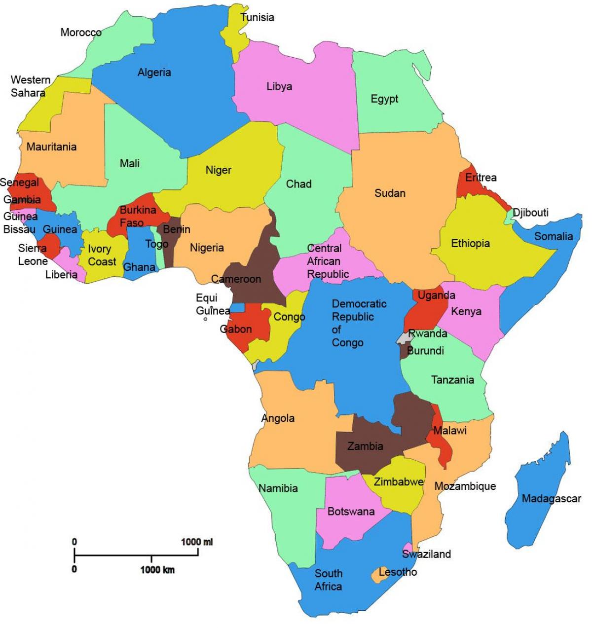 非洲的地图显示出坦桑尼亚