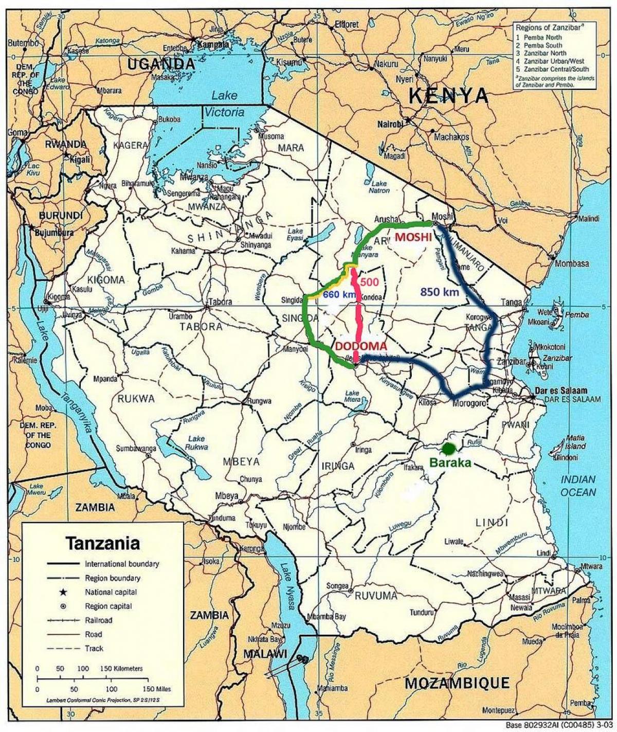 坦桑尼亚公路网地图
