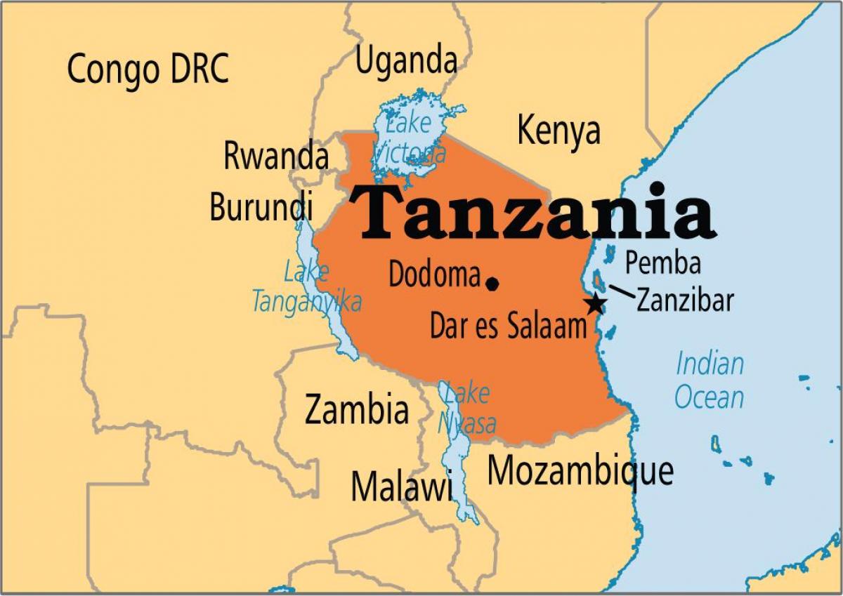 地图的达累斯萨拉姆，坦桑尼亚